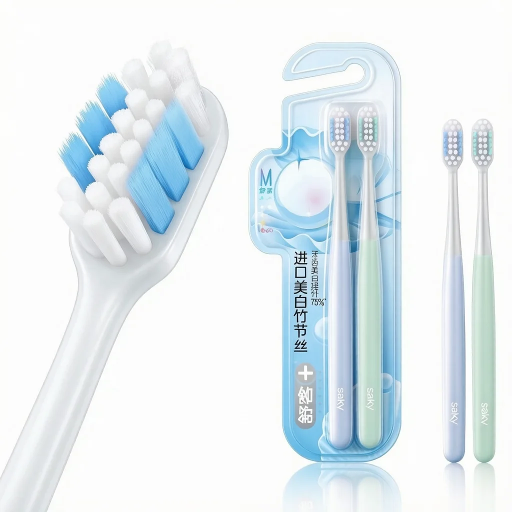Shuke Professional Medium-Bristle Toothbrush, Double Pack, Suitable for Adults and Students, Whitening Hard-Bristle Cleaning Toothbrush