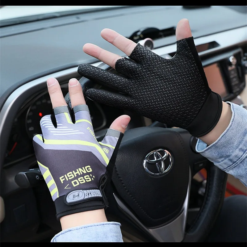Sommer Angeln Radfahren Handschuhe Männer Drei Finger Cut Handschuhe für Angeln Sonnenschutz Männlich Anti-Slip Stick Atmungsaktive Dünne Handschuhe – Detail 11
