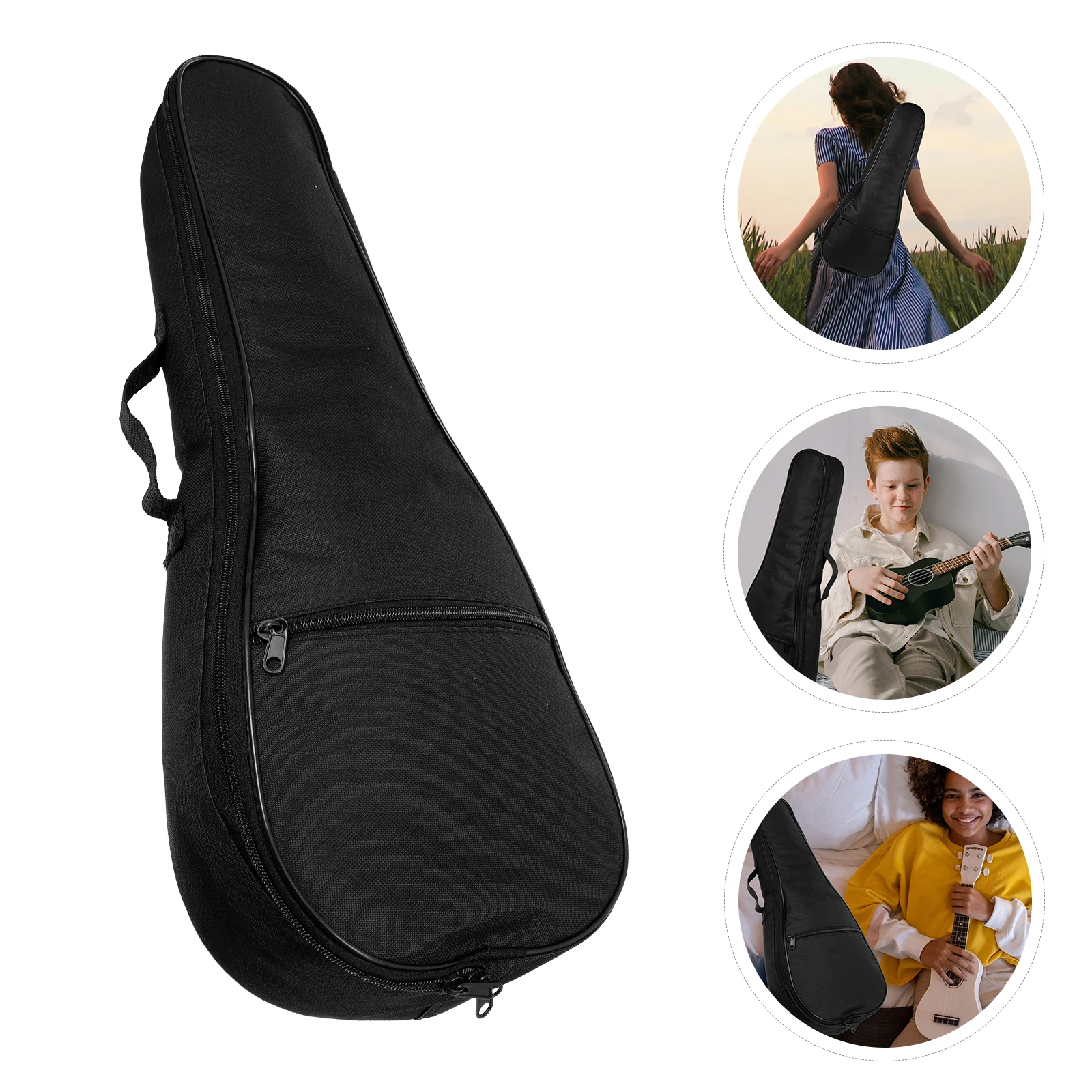 

21 Inch Ukulele Bag Black Waterproof Thickened Portable Case Lightweight Foldable Outdoor Durable Storage Musical Instruments