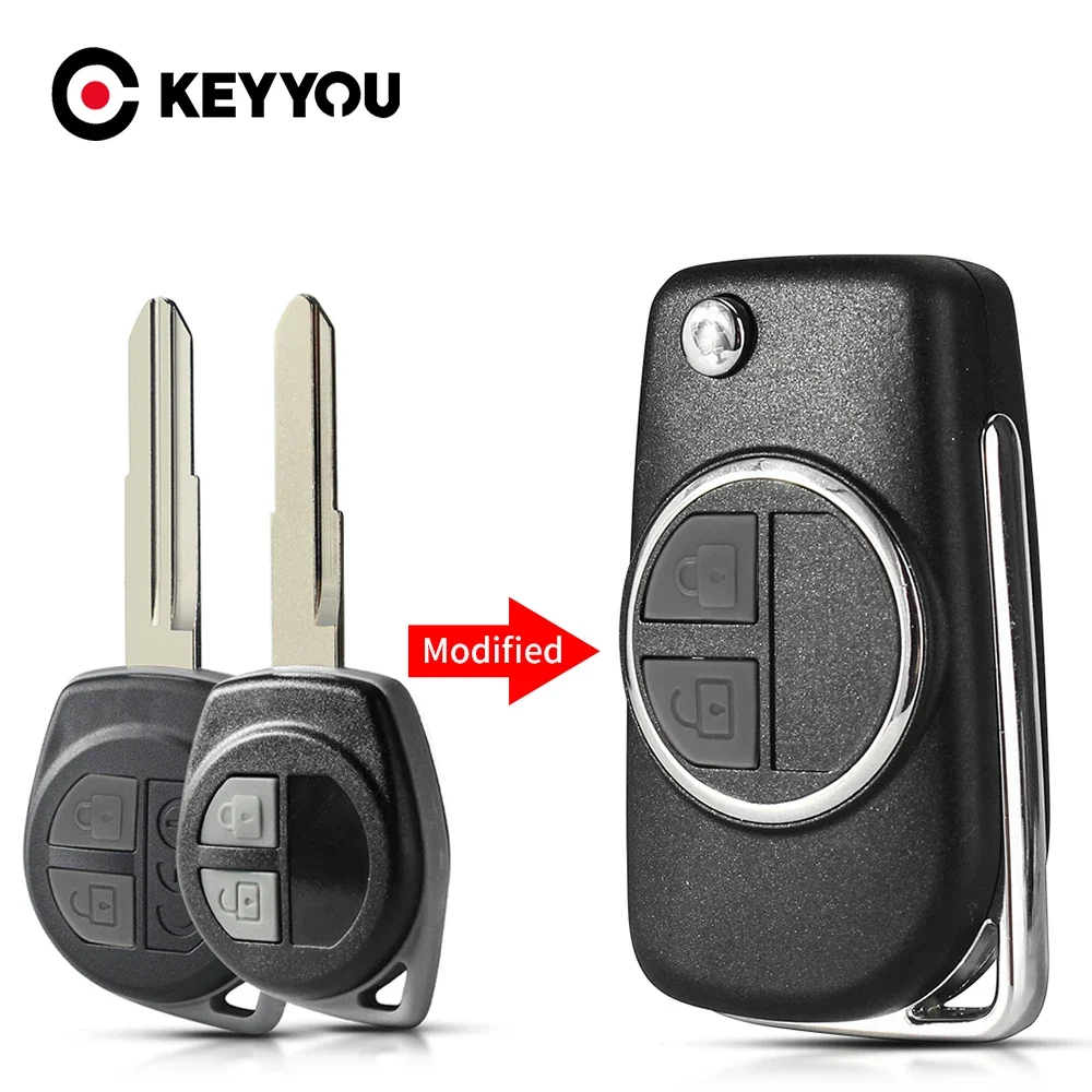 KEYYOU High Quality 2 BTN Modified Flip Folding Car Remote Key Case Shell for SUZUKI SWIFT SX4 ALTO VITARA IGNIS JIMNY Splash