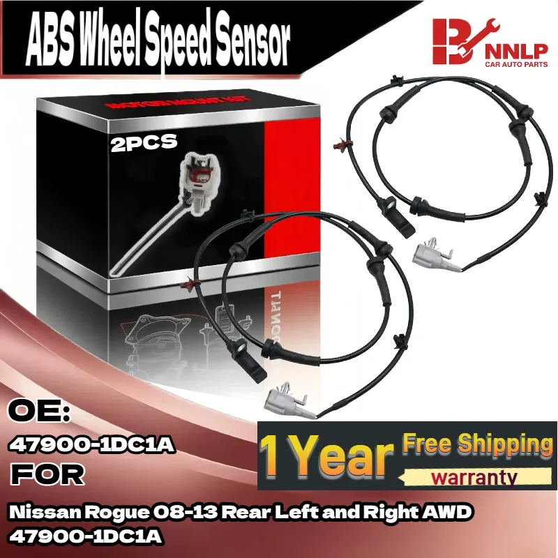 

For 2x ABS Speed Sensor for Nissan Rogue 08-13 Rear Left and Right AWD 47900-1DC1A