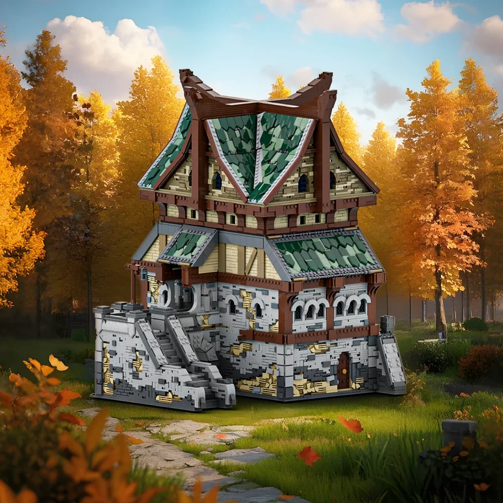 MOC Proudspire Manor – blocs de construction de Style européen médiéval, vue sur la rue, modèle Villa, maison de retraite, briques, jouet assemblé, cadeau pour enfant