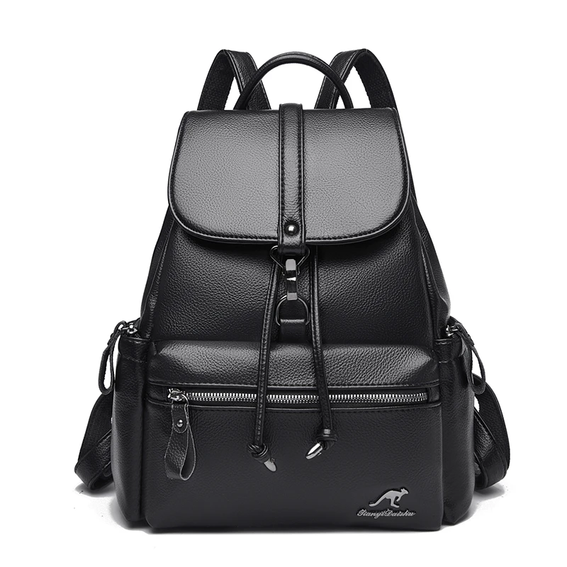 High quality Large Capacity Ladies anti-theft Backpack Mommy Bag Double Shoulder Bag PU Material Soft Waterproof schoolbag 0A view 3