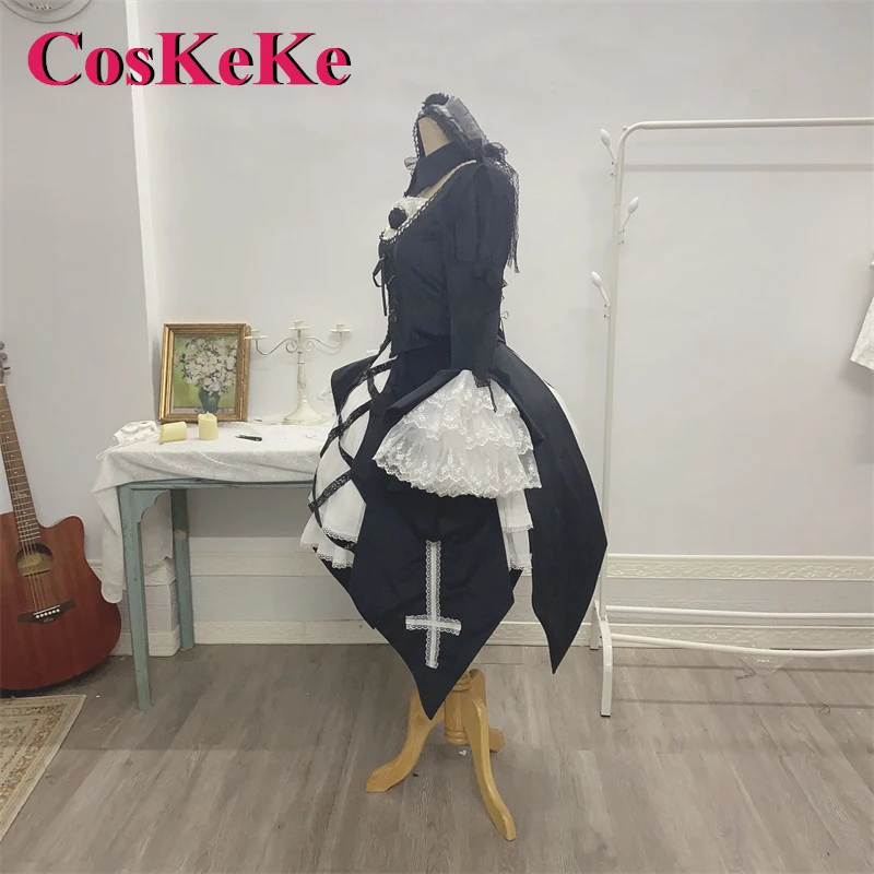 CosKeKe [Personalizzato] Mercury Lampe Cosplay Anime Rozen Maiden Costume Gorgrous Elegante Abito Formale Nero Gioco di Ruolo Abbigliamento