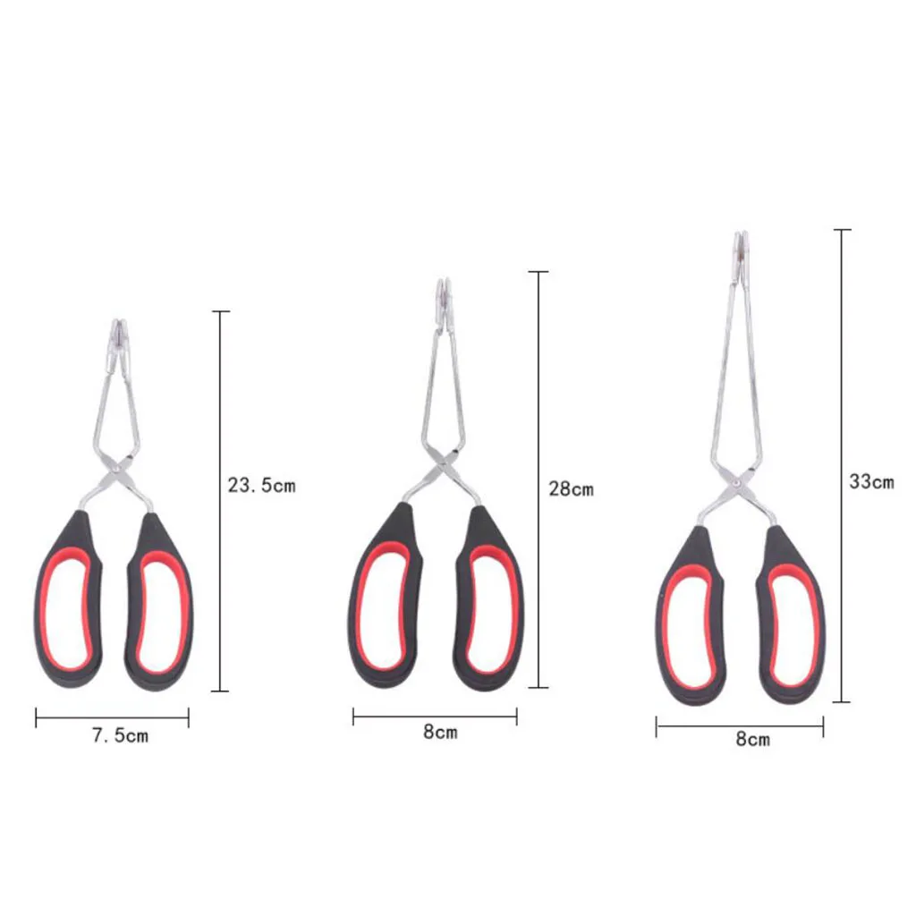 Pinzas de silicona de acero inoxidable de alta resistencia para barbacoa y cocina, Tijera para hornear, asar, ensalada, pan