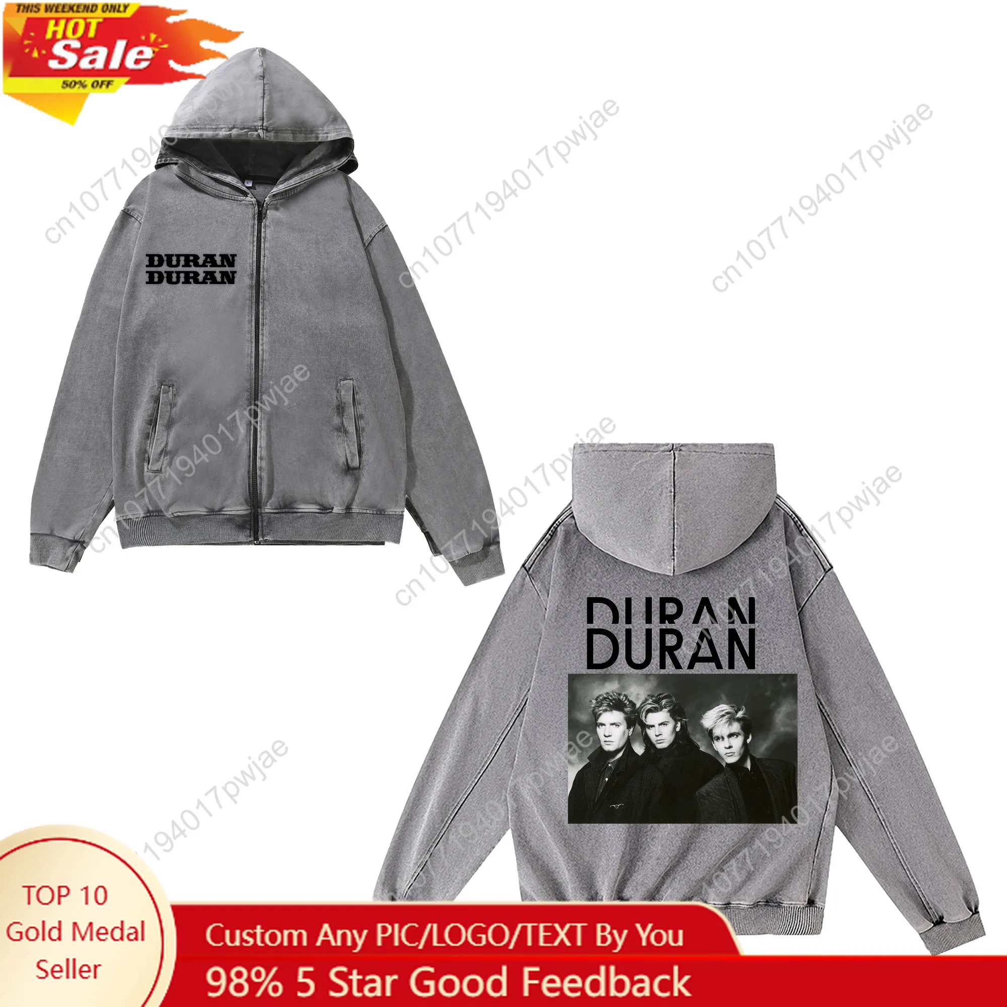 

Duran Duran Rock Band Zipper Sweatshirt Man Woman Vintage Hoodies Sweat Shirt With Pocket Full Zip Customized Jacket Tops