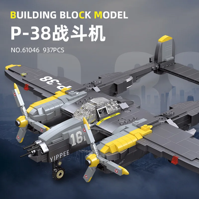 Blocos de Construção de Arma Militar, Caça Avião, Modelo de Avião, Bombardeiro Puzzle, Coleção Educativa, Brinquedos para Presentes, 61046, Segunda Guerra Mundial