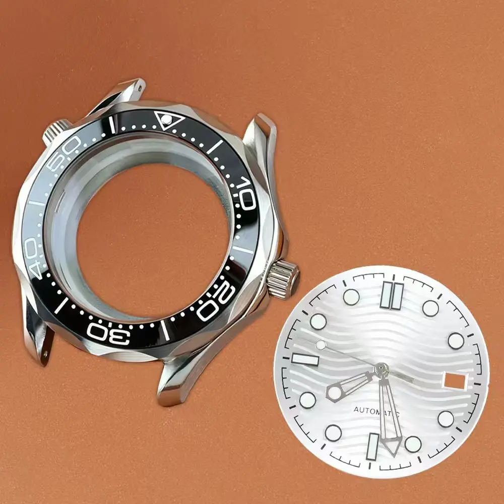 

31mm Dial Hands NH35 41mm Watch Case For Seamaster 300 Stainless Steel Case Bracelet Waterproof For NH35 NH36 Automatic Movement