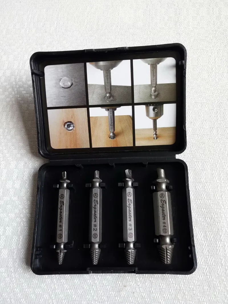 4pcs/set broken bolts or damaged screw extractor,  electric drill accessory power tools parts
