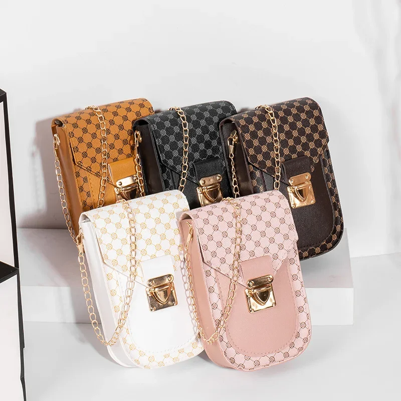 

Polka dot flower material mobile phone bag 2024women's bag fashionable versatile chain messenger bag