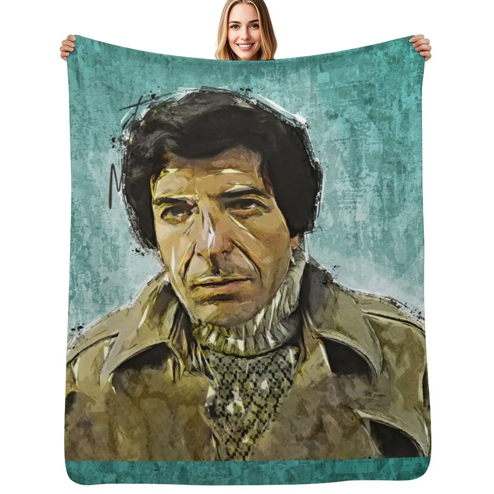 

Leonard Cohen - Music Legend Art Design Throw Blanket Moving Stuffeds funny gift Luxury Throw Blanket