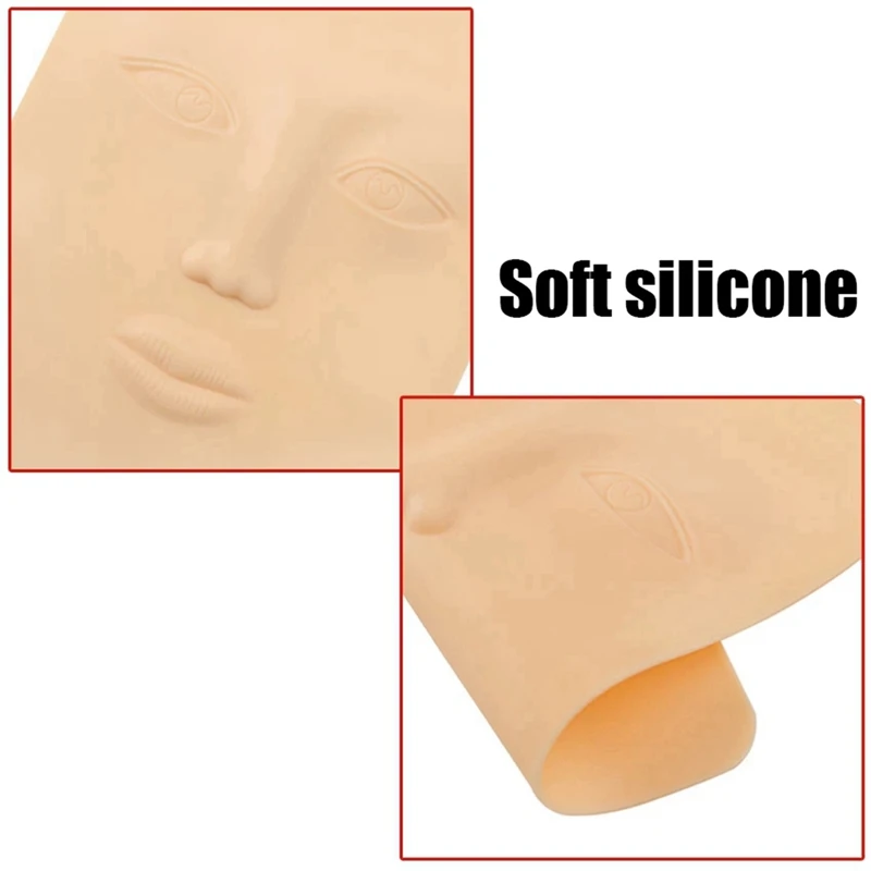 2X Beginner 3D Silicone Permanent Makeup Tattoo Training Practice Fake Skin Blank For Microblading Face