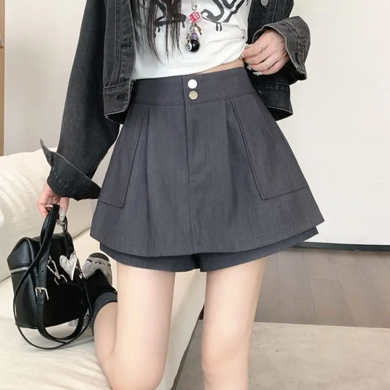 Women's 2026 Autumn New Suit Wide Leg Culottes High Waist A-Line Skirt Pants Loose Casual Slimming Korean Office Commute Chic