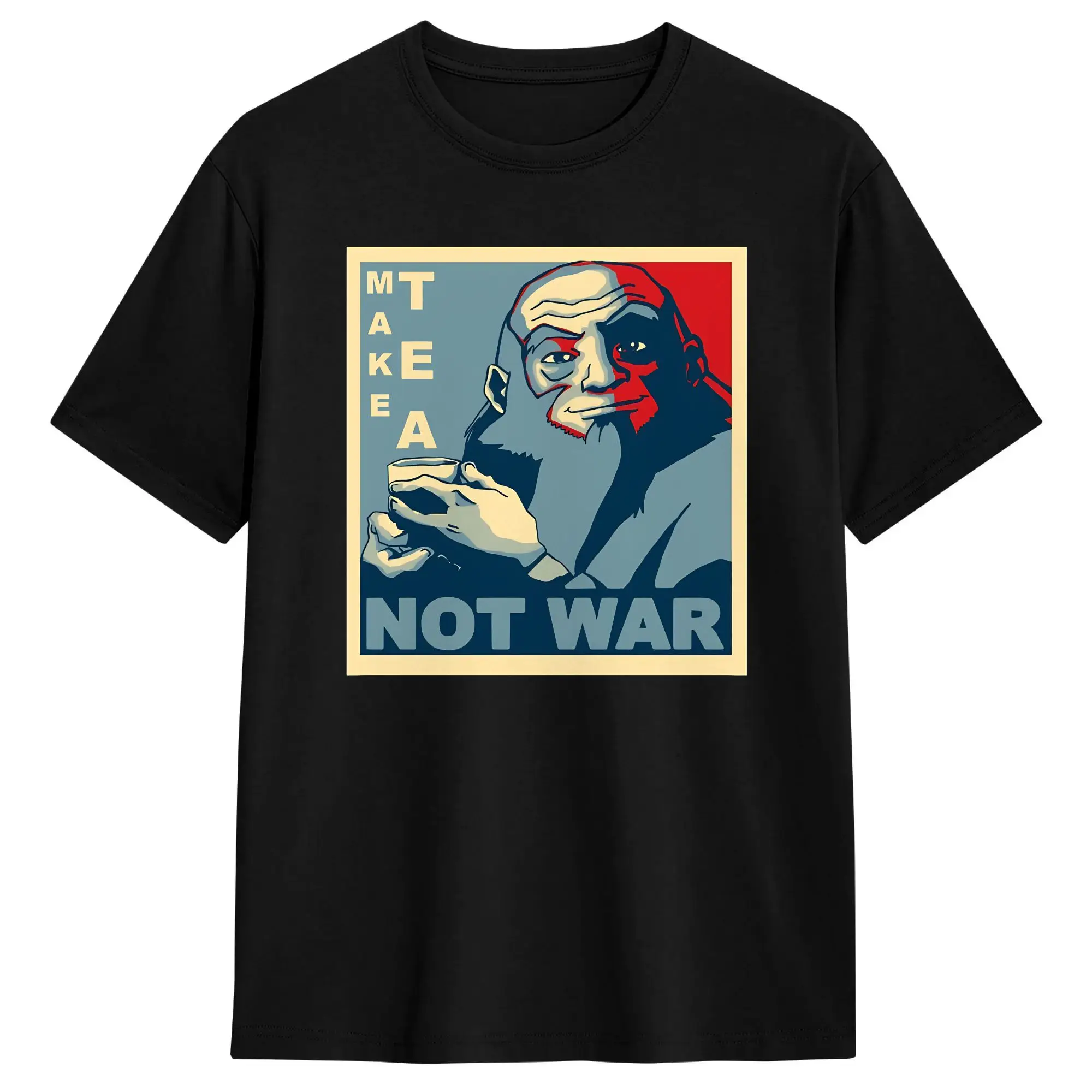 Iroh  Make Tea Not War Avatars Airbender T-Shirt Hippie T-Shirts Short Sleeve Vintage Tshirt Summer Pure Cotton Oversize Clothes