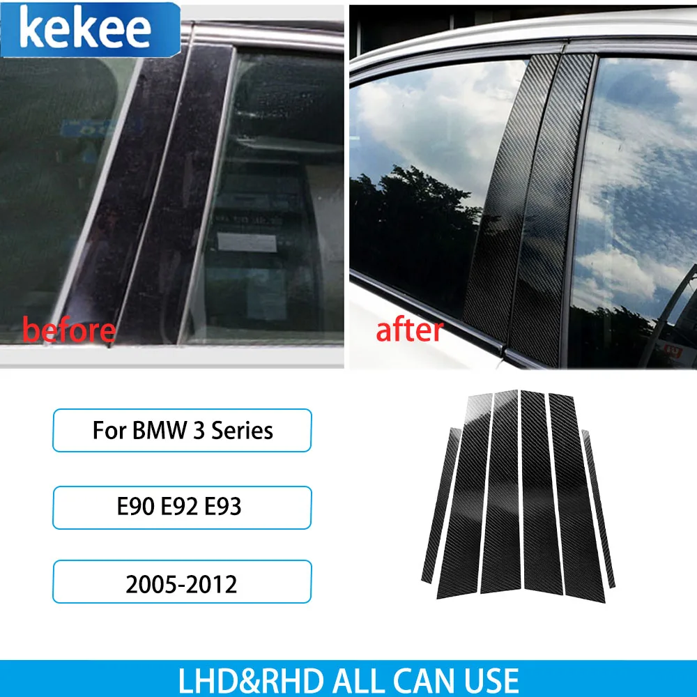 Car Window B-pillars Decorative Sticker For BMW 3 Series E90 2005 2006 2007 2008 2009 2010 2011 2012 Carbon Fiber Accessories