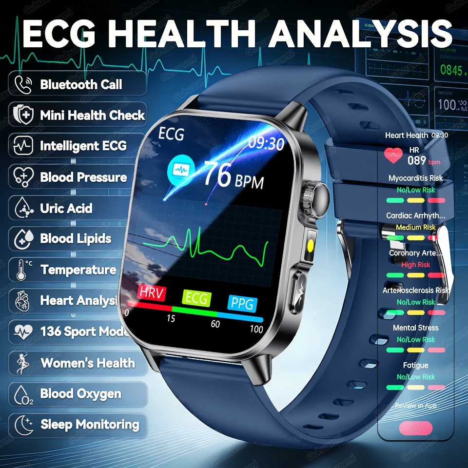 

Новые смарт-часы 2026 года с ЭКГ, измерением уровня кислорода в крови, липидов, мочевой кислоты, жира в организме, температуры тела, Bluetooth-звонками и функциями для контроля здоровья