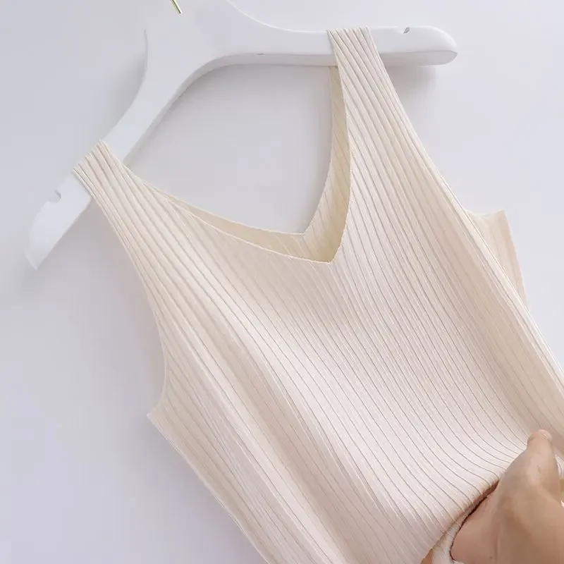 Loose V-Neck Camisole with Mesh Trim for Women, Sleeveless Tank Tops for Summer