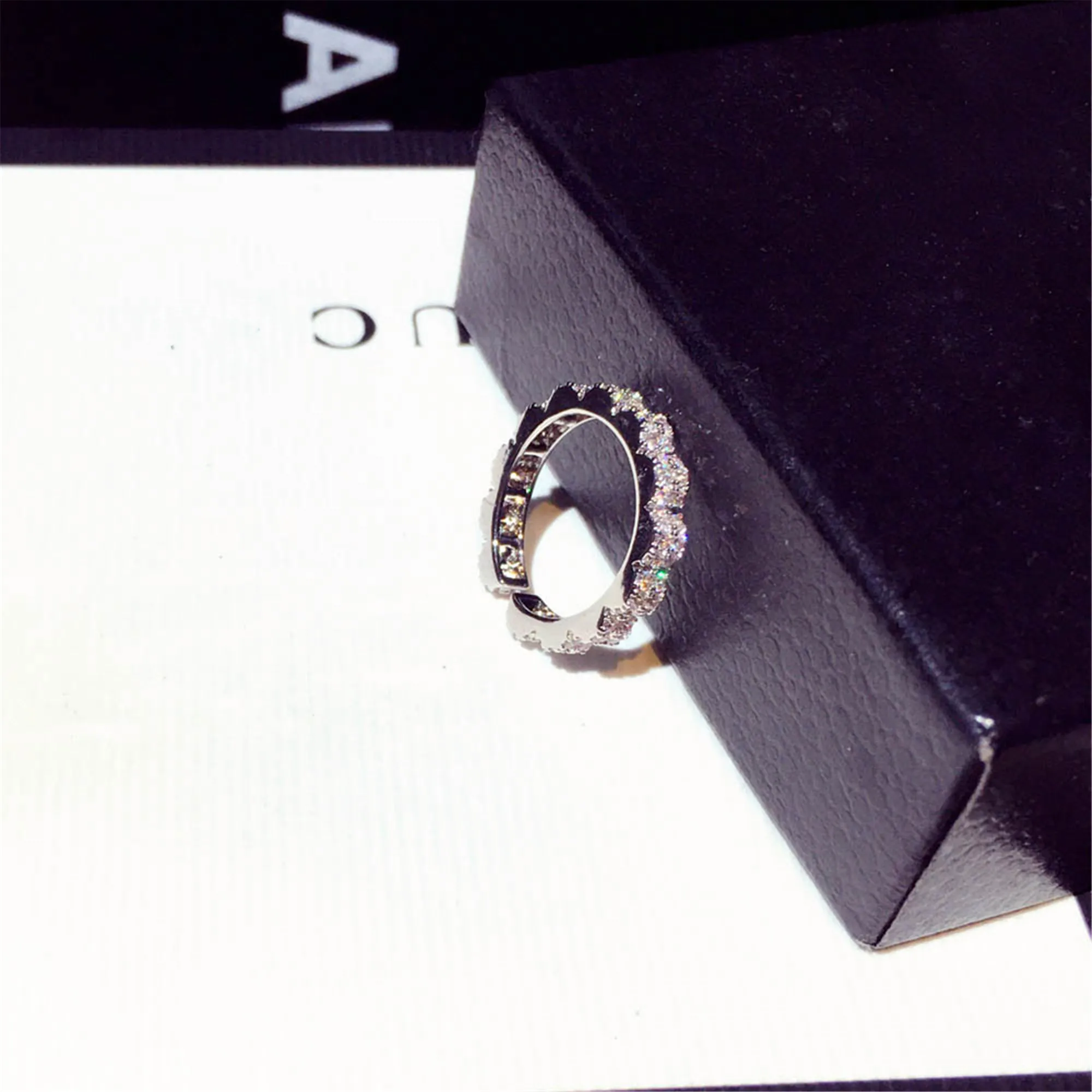 Trendy Fine 14k Gold Plated Classic Opening Rings for Women Adjustable Design High Quality Jewelry Zircon Weddings Party Gift