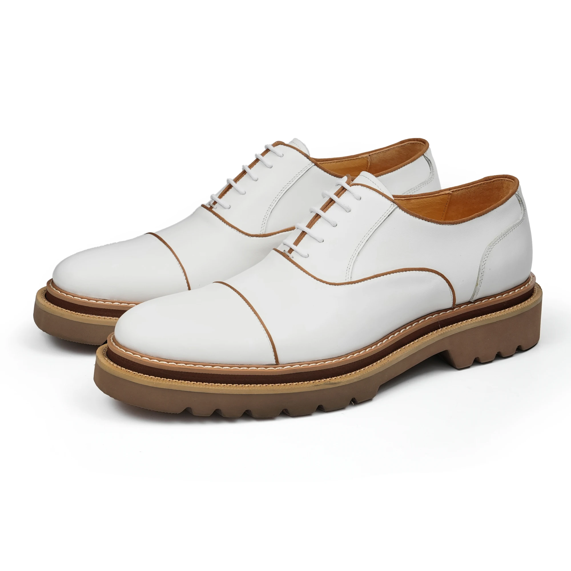 

Men's Round Toe Oxford Shoes Classic Cap Toe Dress Shoes Genuine Leather Hand Burnished Business Formal Gentleman Wedding Shoes