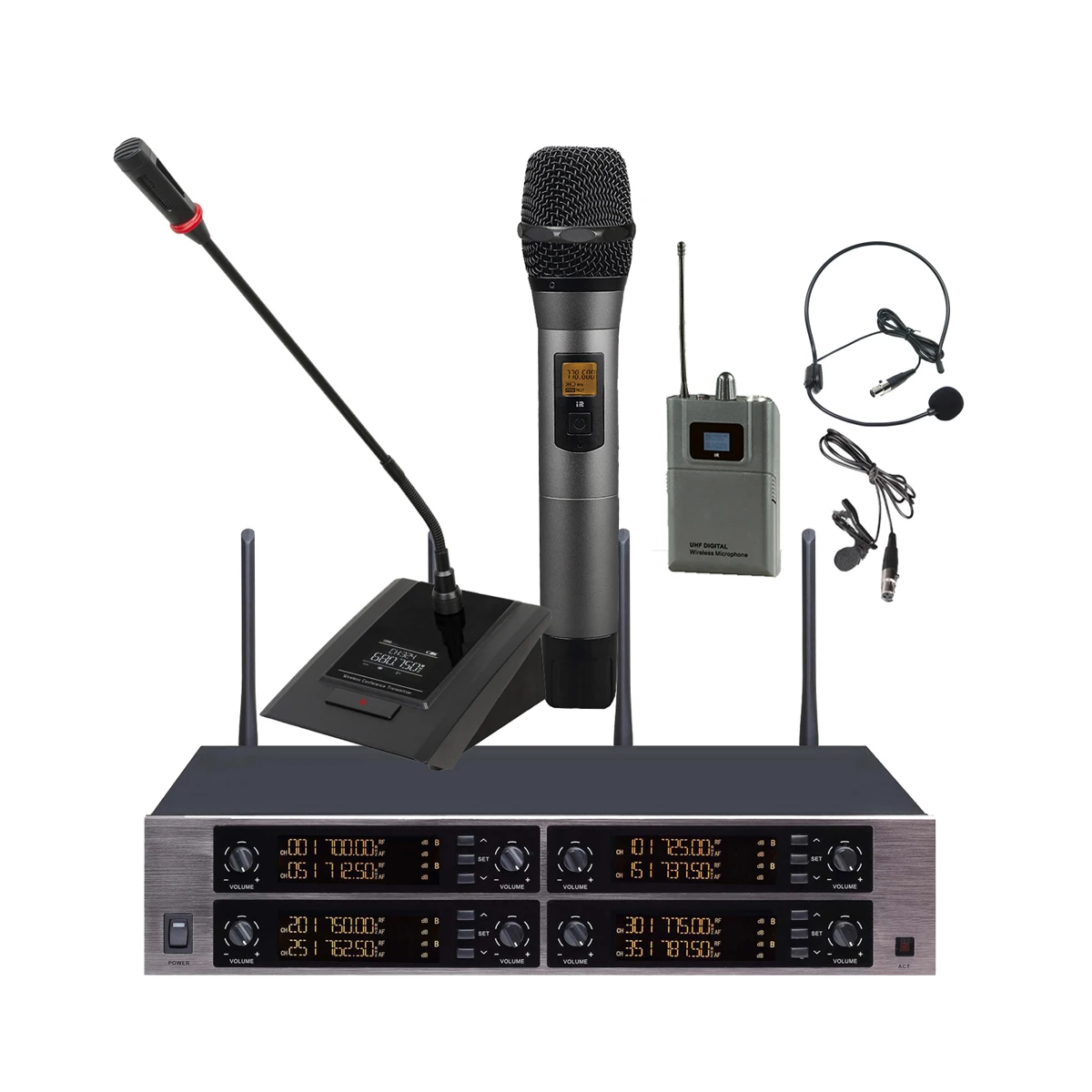 Microflx MXC800 8 Handheld Digital Wireless Microphone System Pro Designed For Stage Performance Conference Anti-interference