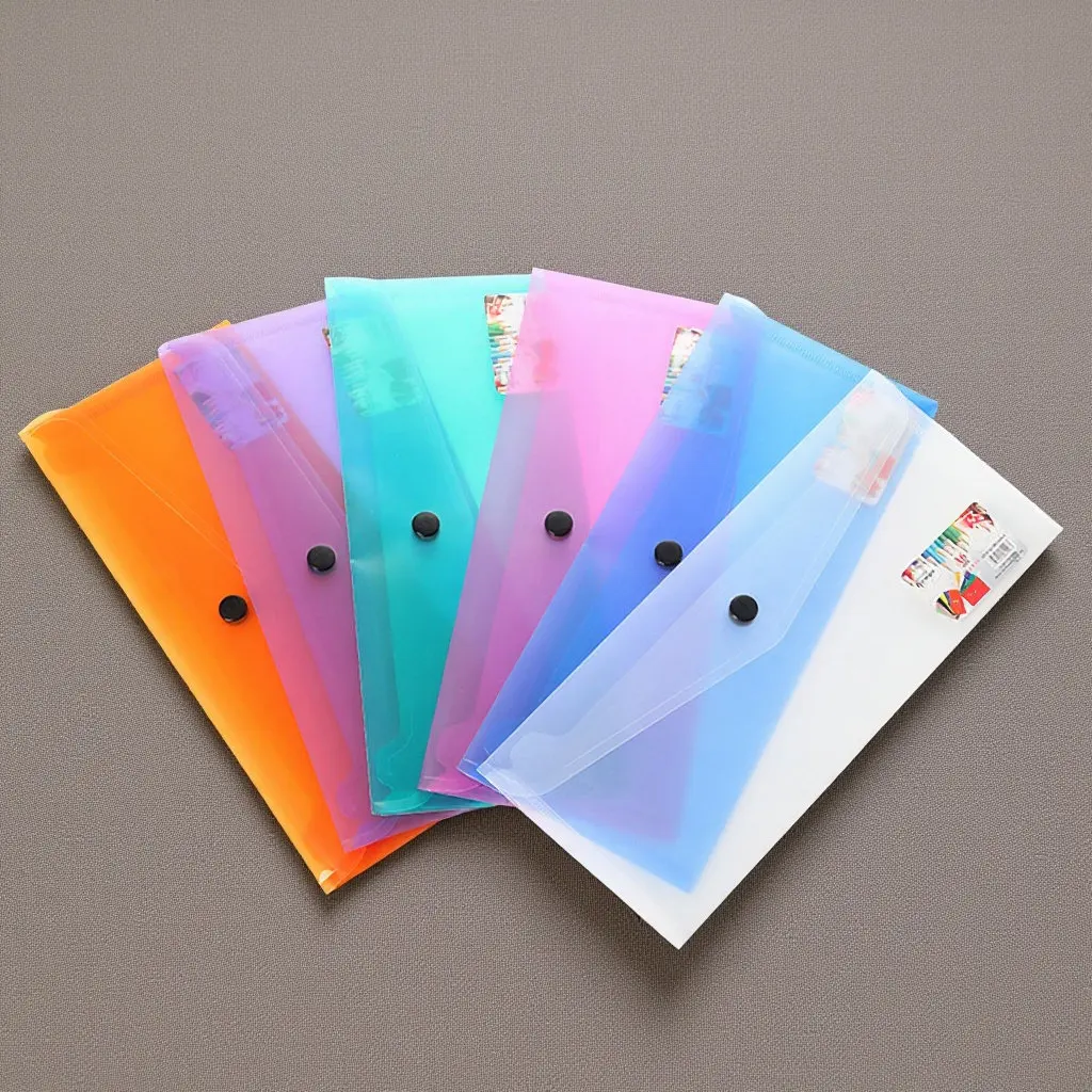 

6 шт. прозрачных пластиковых папок-конвертов с кнопкой-защелкой, надежный держатель для документов, компактный и легкий, для школы, офиса, повседневного использования
