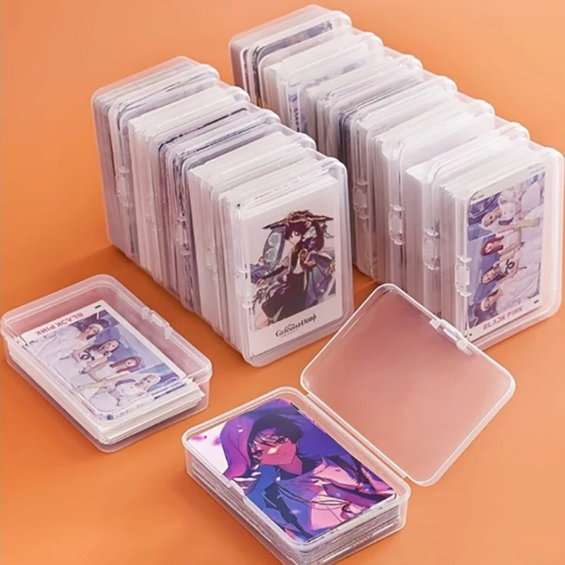 Transparent Plastic Storage Box Photocards Small Card Storage Box Desk Organizer Box Classification Box Stationery