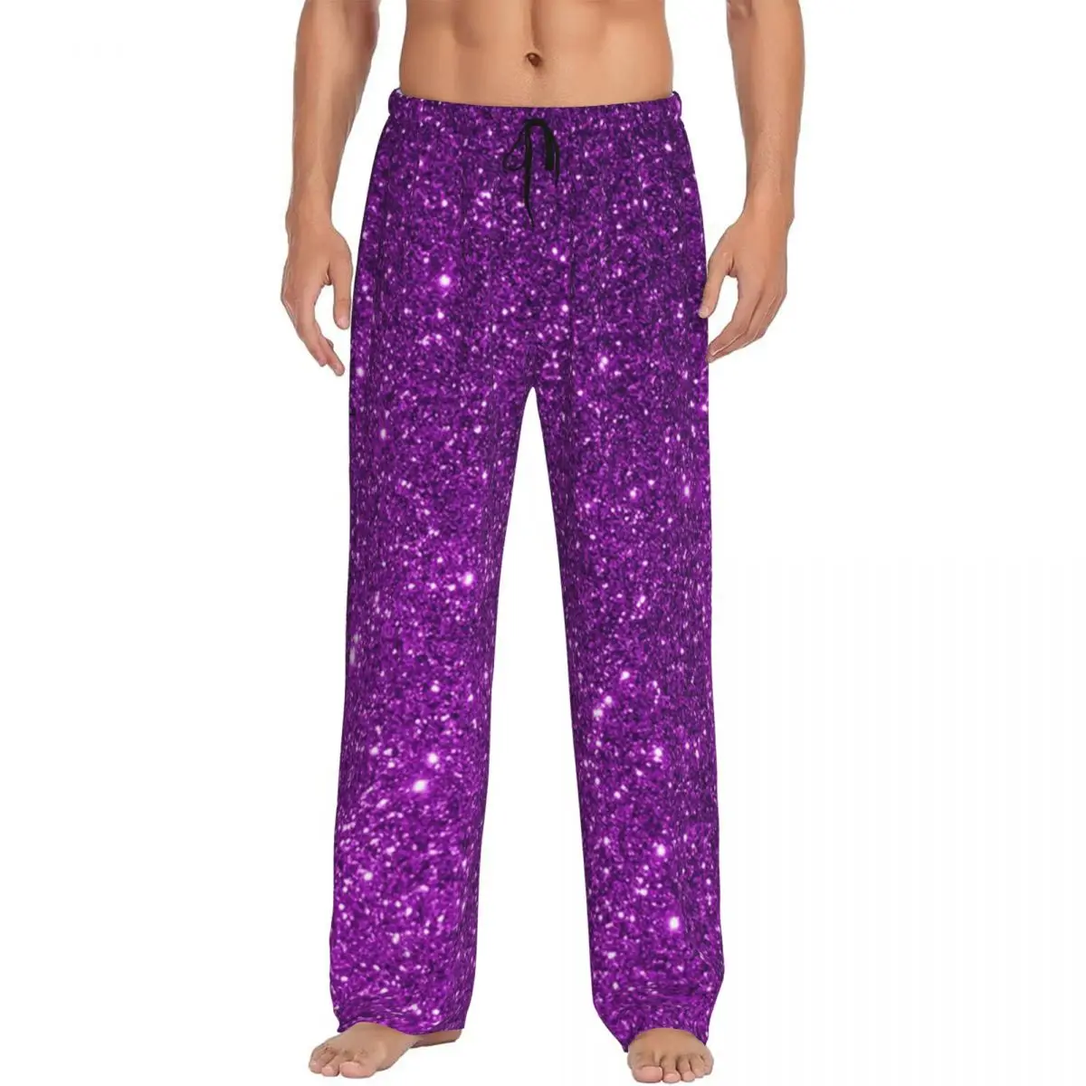 

Custom Purple Sparkly Glitter Pajama Pants Men Sleepwear Sleep Lounge Bottoms with Pockets