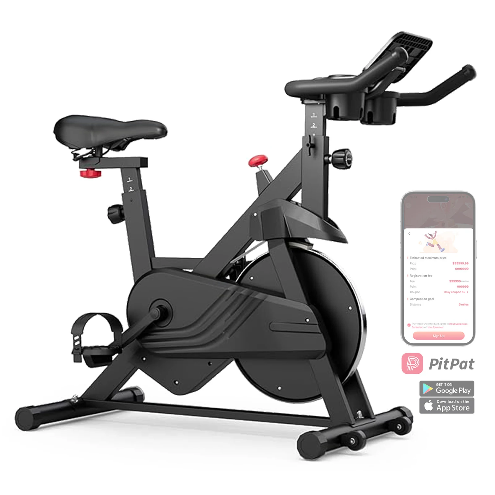 Exercise Bike Home Ergometer Exercise Bike with Adjustable Magnetic Resistance Indoor Bicycle LCD Display 100 kg Load Capacity image 3