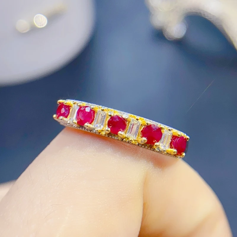 Natural Ruby Rings for women silver 925 jewelry luxury gem stones 18k gold plated free shiping items