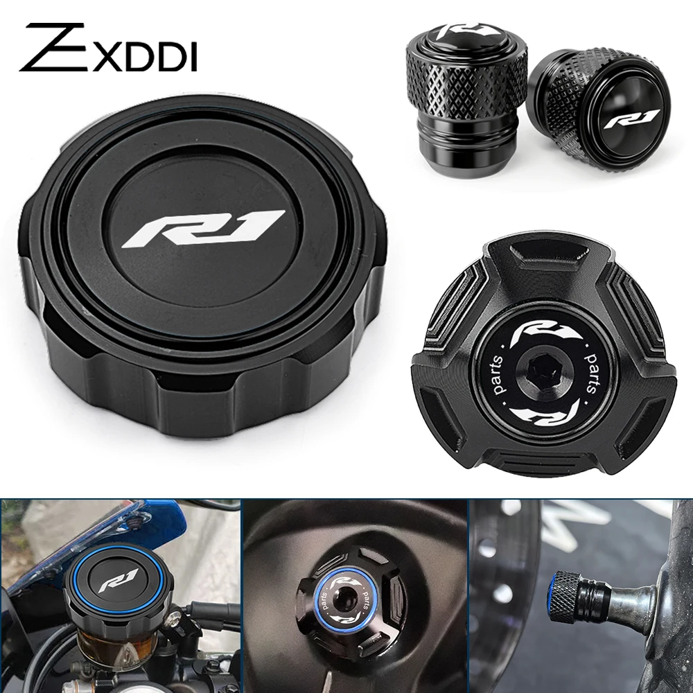 For YAMAHA YZFR1/1M YZF R1 R1M YZFR1 Motorcycle Front Brake Fluid Cylinder Reservoir Cover Engine Oil Filler Cap Tire Valve Caps