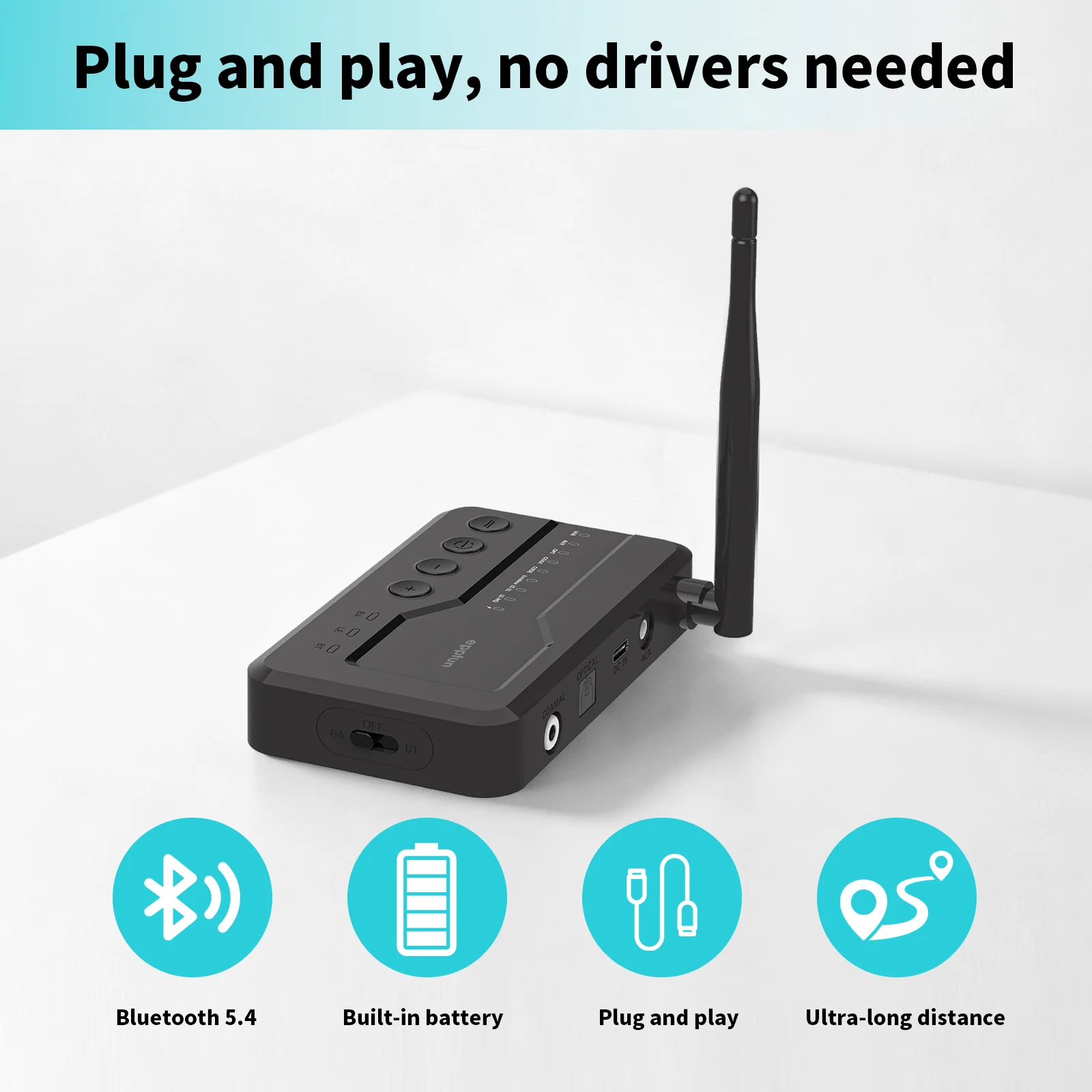 Nadajnik Auracast LE Audio LC3 Bezstratny nadajnik audio Bluetooth 5.4 o niskim opóźnieniu, bezprzewodowy adapter stereo Type-C — zdjęcie produktu 3