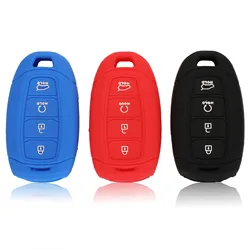 jingyuqin Silicone Rubber Car Key Cover Case For Hyundai I30 Ix35 Azera Accent Solaris Elantra Santa Fe 4Buttons Key Protecor