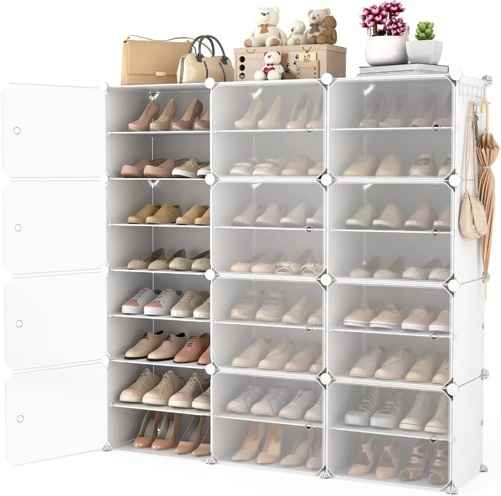 

Entryway Modern Shoe Storage Rack White Metal SPACIOUS STORAGE CREATIVE DESIGN MULTI FUNCTIONALITY