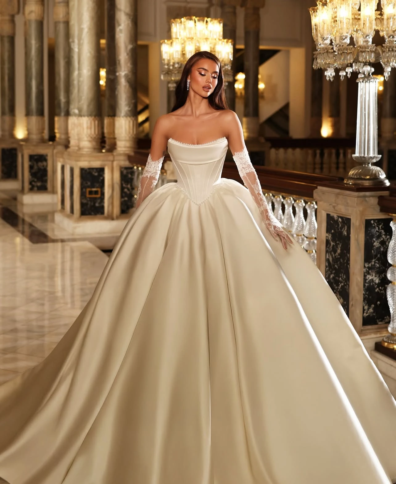 Robes de bal Smileven personnalisées robes de mariée princesse robes de mariée en Satin Corset robe de novia robes de mariée en Satin