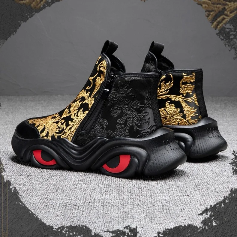 

Brand Men's Shoes Fashion Casual Platform High-top Ankle Boots Owens Retro Chinese style Original Luxury Designer Sneakers