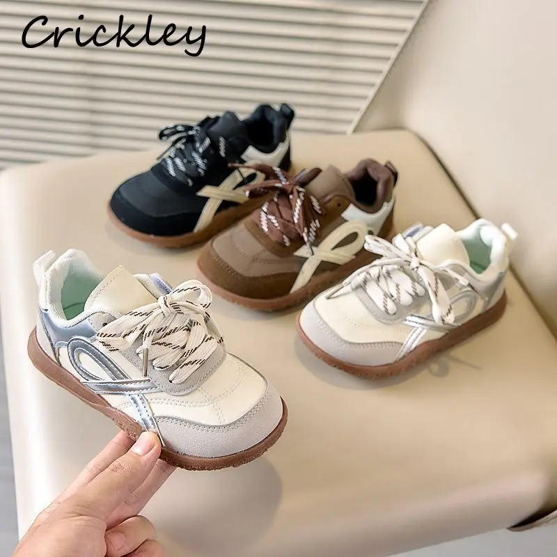 

Patchwork PU Kids Sneakers Fashion Hook Loop Boys Girls Sport Shoes Comfortable Anti Slip Soft Children Casual Shoes