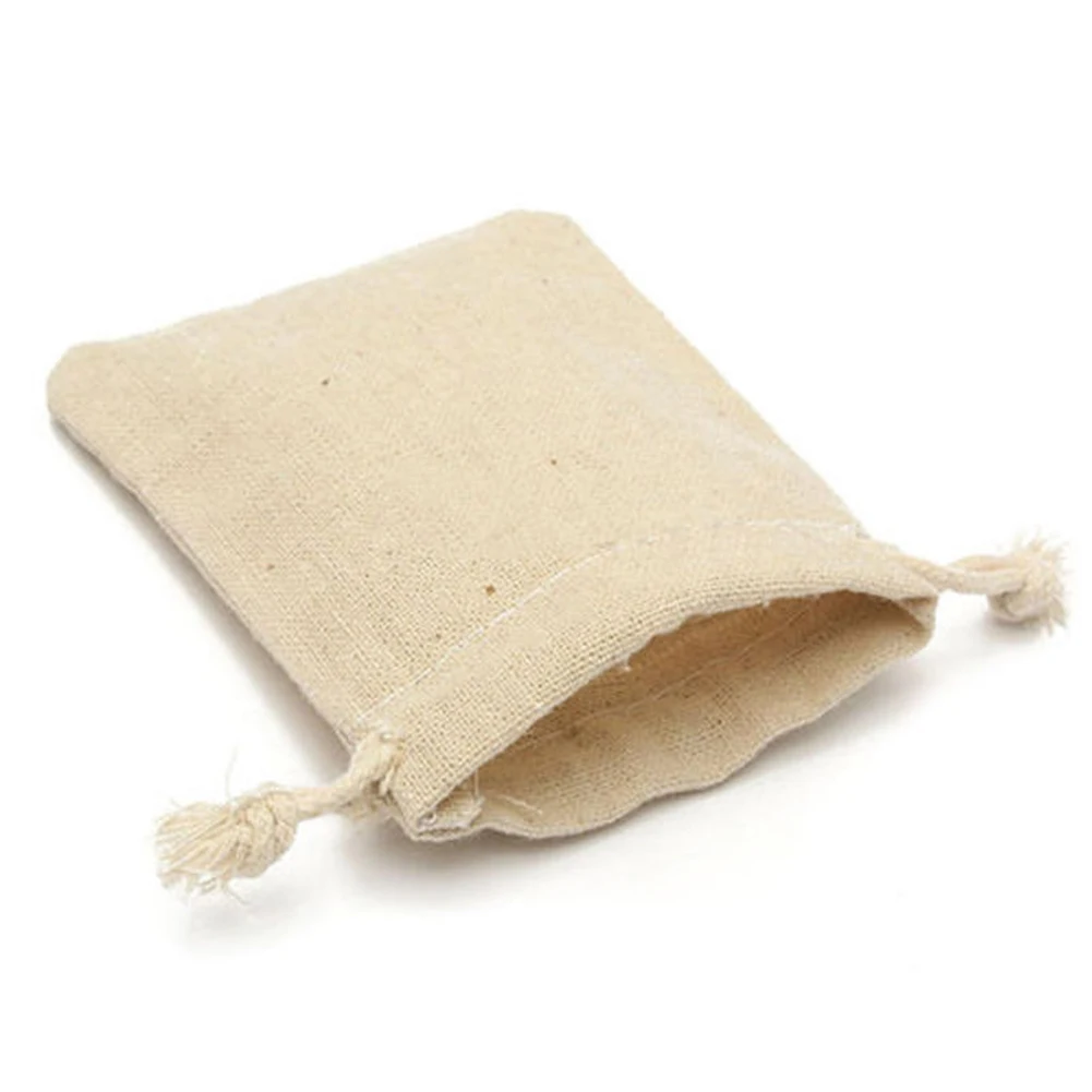 50Pcs Small Bag Natural Linen Colored Bundle Mouth Linen Burlap Jute Sack With Drawstring Gifts Treats Packaging Bag For Guests