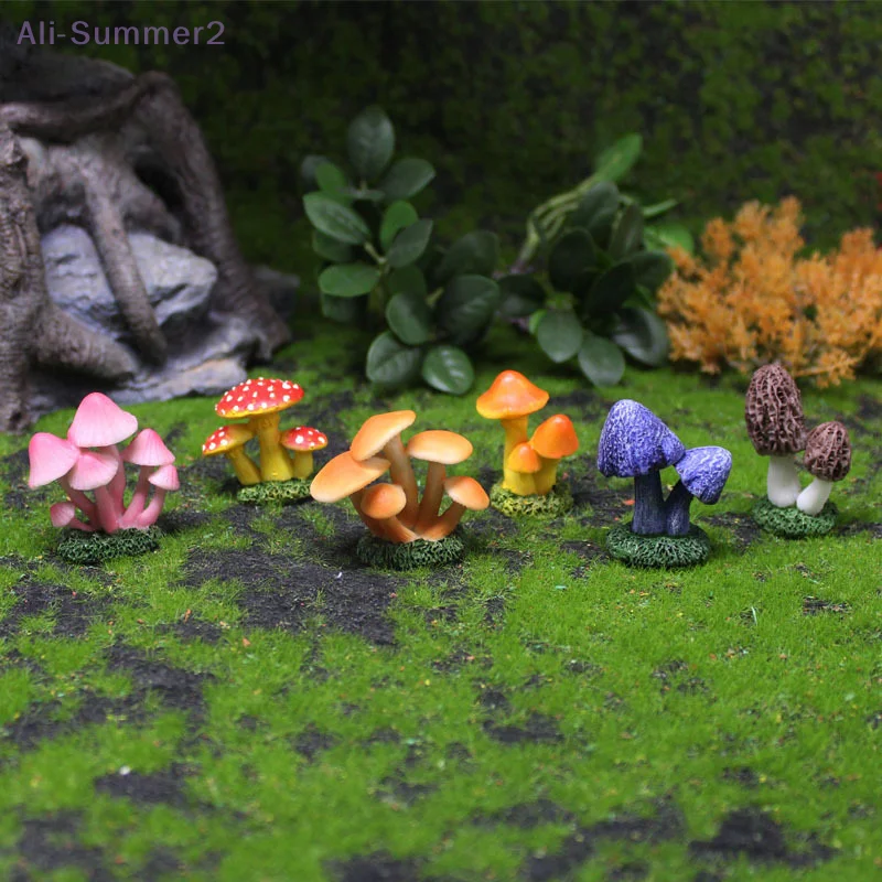 6pcs Miniature Simulation Mushroom Model, Home Décor Crafts, Fairy Garden, Mini Landscape, DIY Decorative Figurines Home Decor