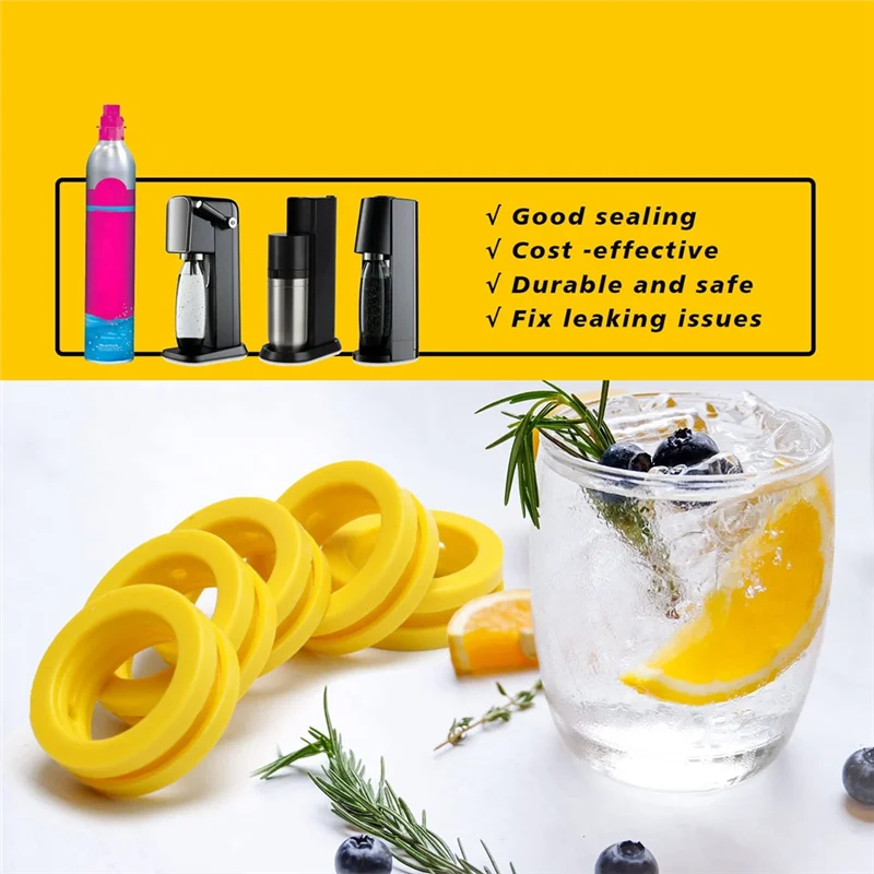 O-ring Guarnizioni per carbonatore per scambio cilindro Co2 per macchina per soda 5 pezzi, anello di guarnizioni per il nuovo produttore di soda e cilindro rosa