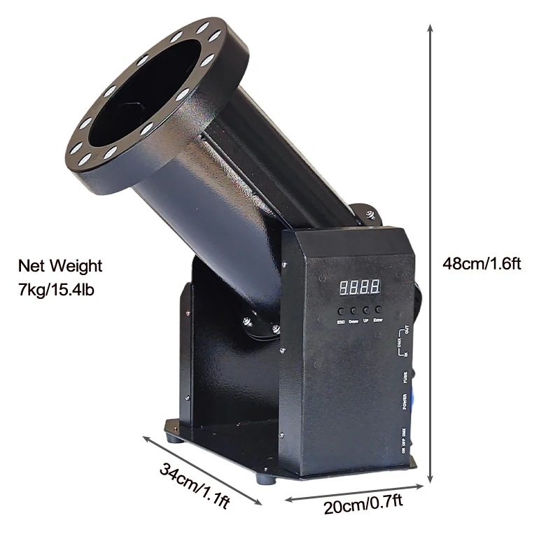 1500W Professional 180° Rotating Confetti Launcher DMX512 Remote Control Stage Blower for Wedding Party Events
