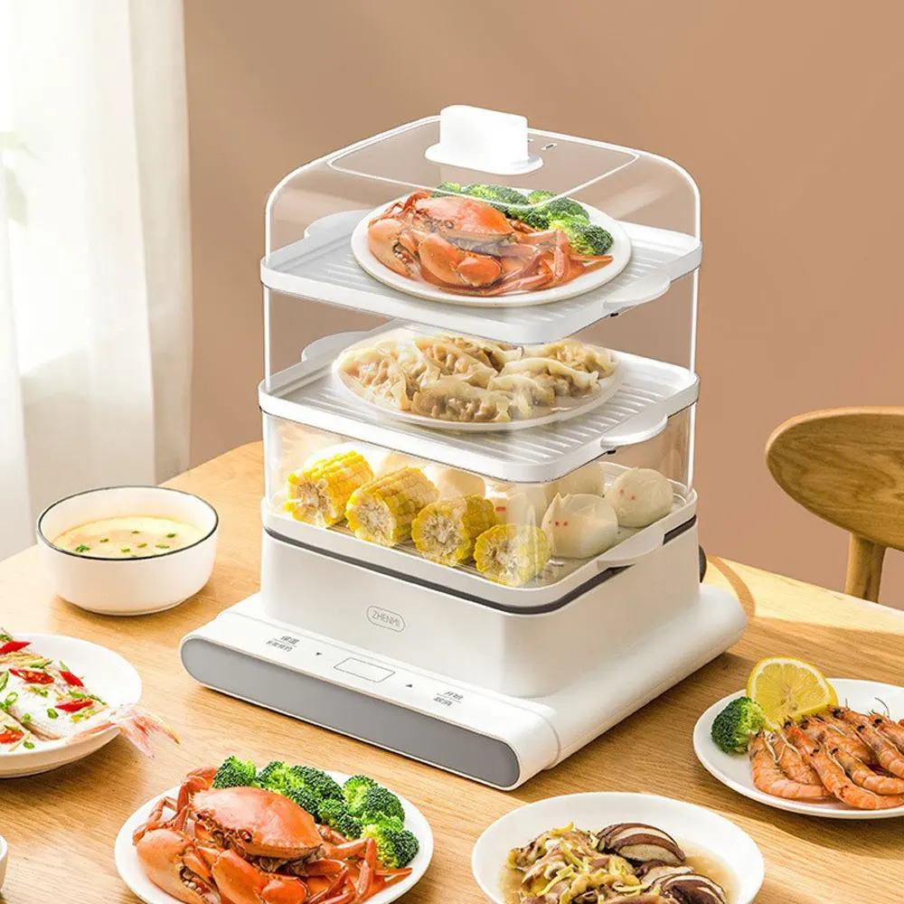 Cuiseur vapeur électrique pliable, transparent, multifonction, grande capacité, automatique, pour la cuisine, pour la maison