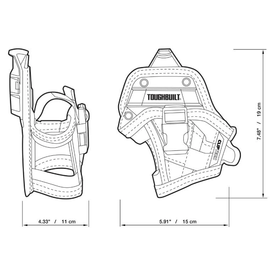 Funda de taladro TOUGHBUILT (pequeña) con 5 bolsillos y bucles para destornillador eléctrico, TB-CT-20-S de correa de herramientas