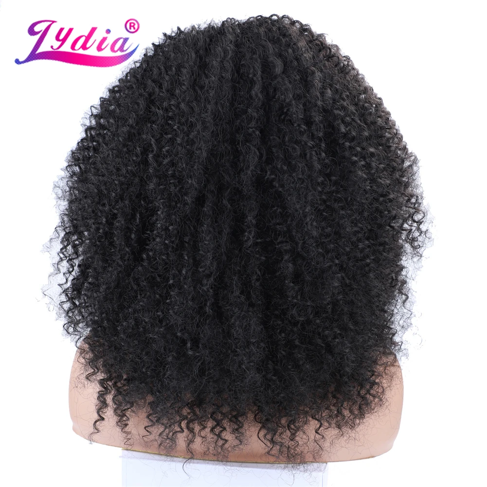 Lydia Afro Kinky Curly 18Inch Synthetic Loose Dancing Full Women Wavy Wigs Kanekalon High Temperature Daily Party  45cm T1B/Grey