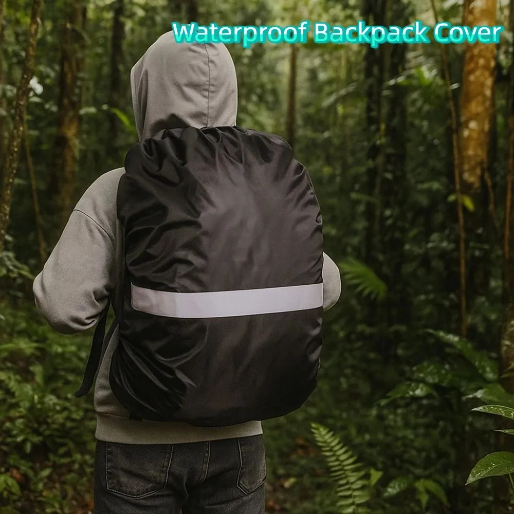 Double Buckle Reflective Rain Cover Oxford Cloth Elastic Outdoor Bag Cover Adjustable Backpack Rain Cover Hiking Climbing