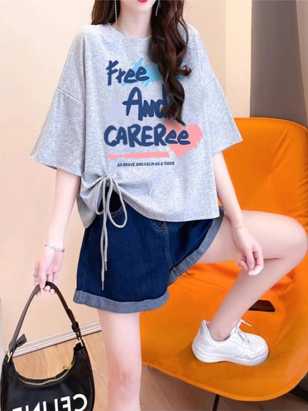 韓国風ピュアコットン半袖Tシャツ レディース シック ミニマリスト 夏 新デザイン トレンドトップ ラウンドネック ショート丈