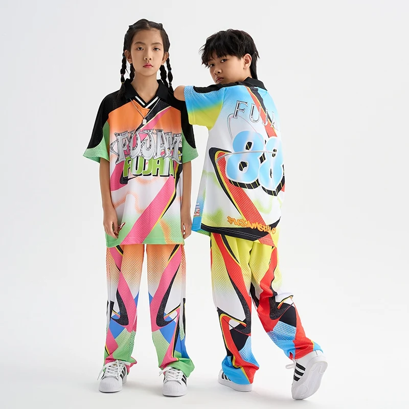 

Children'S Ballroom Dance Suits Boys Hip Hop Dance Costumes Kids Colorful Jazz Dance Outfits Girls Stage Kpop Clothes DQS19960