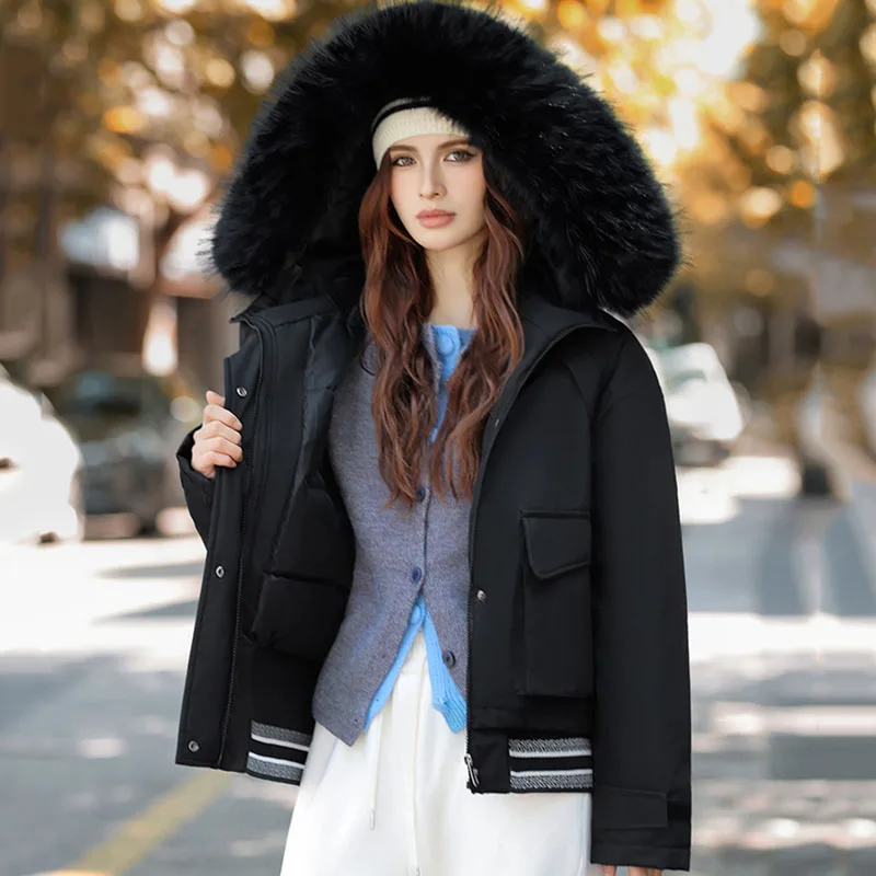 New Style Top Parker Waist-Cinching Fur Collar Warm Hooded Stylish Women's Cotton Jacket 2025 Winter Women's Cotton Jacket H520