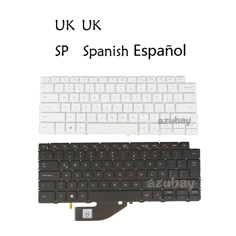 Backlit Laptop Keyboard for DELL XPS 7390 2in1, XPS 9310 2 in 1, 0N9Y8N 0N28XH 0X7C56 0Y60N2 White / Black UK Latin Spanish