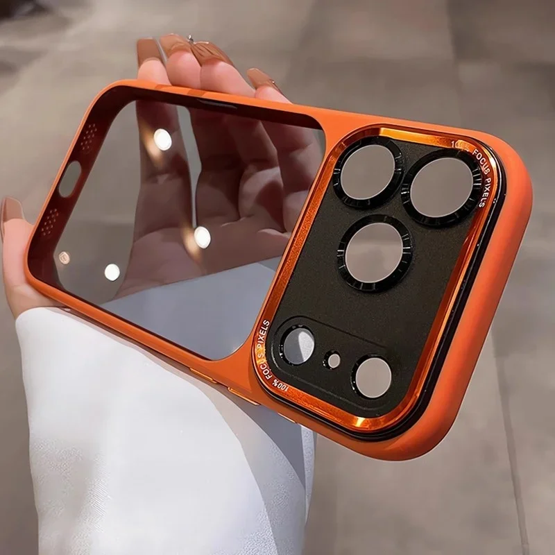 Transparente Acryl-Handyhülle mit weichem Rahmen für iPhone 17, Air 17, 16, 15 Plus, 14, 13, 11, 12, Pro Max, Metalllinse-Schutzhülle