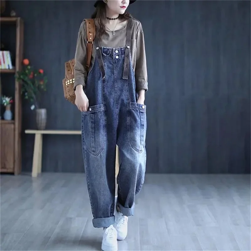 Sling Pants Artistic Spring Summer Jeans Women's Retro Oversized Loose Wide Leg Pants Casual Harlan Pants Playsuits Jumpsuit Fe